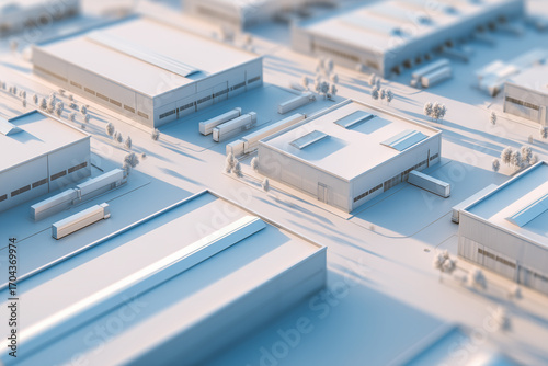 Aerial View of a Modern Industrial Park Facility with Shipping Containers