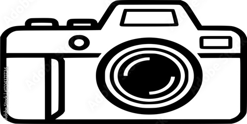 Digital Camera Icon Vector. Photography Equipment, Photo Capture Symbol. Picture, image, creative, media, professional, outline and glyph vector illustration.