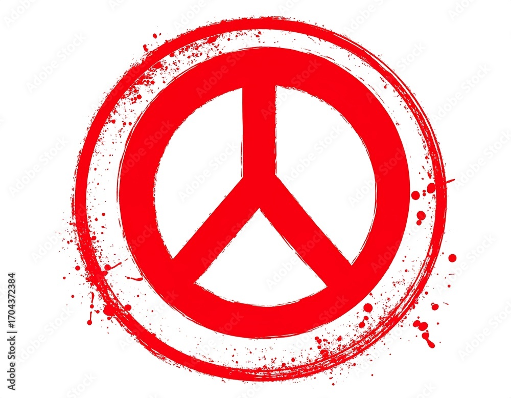 Fototapeta premium Red peace symbol with grunge effect