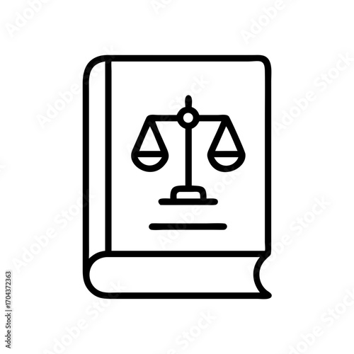 Law book icon symbolizing justice, legal knowledge and equality in a modern minimalist design