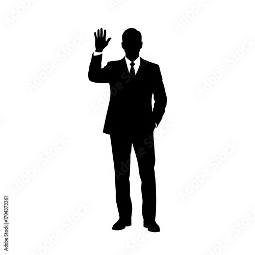 Silhouette of a businessman holding binoculars forward looking business strategy vision silhouette