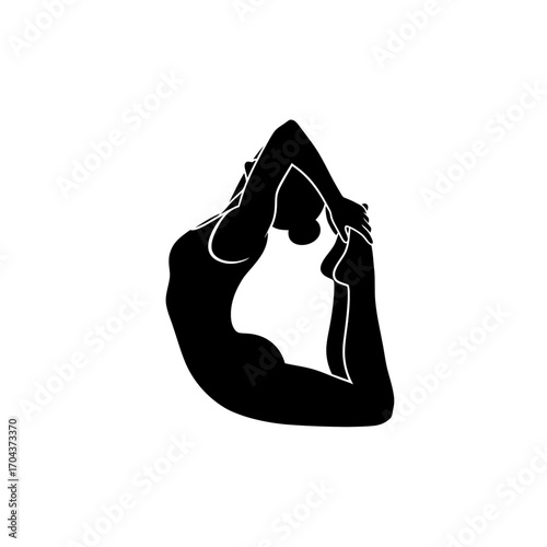 Silhouette of a person in camel pose stretching gracefully