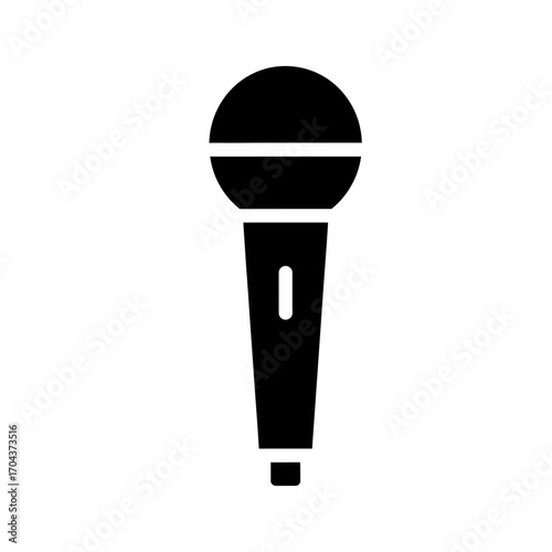 Classic microphone icon for audio recording performance and broadcasting applications silhouette
