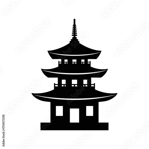 Traditional asian pagoda silhouette decorative element for artistic and cultural projects silhouette