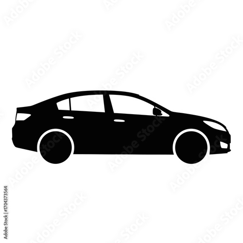 Sleek black silhouette of a modern sports car captured in detailed graphic detail silhouette