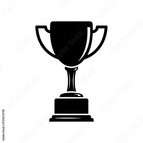 Silhouette of a champion trophy symbol represents victory achievement and success silhouette