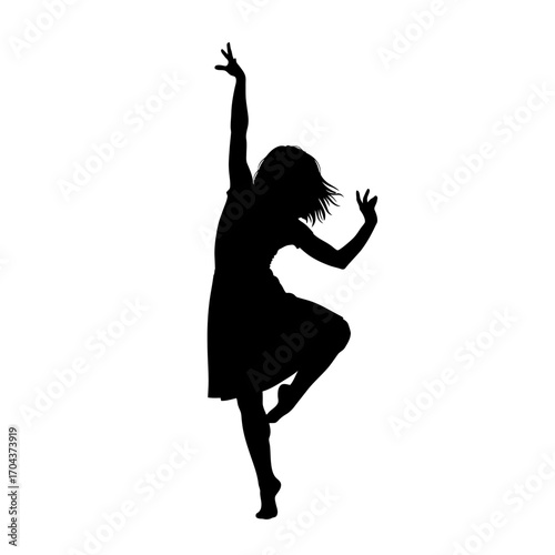 Elegant silhouette of a dancer in dynamic pose capturing graceful movement silhouette