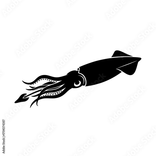Dynamic silhouette of a running creature in motion monochrome abstract art silhouette