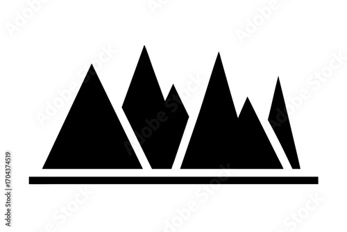 Black mountain range silhouette with sharp peaks