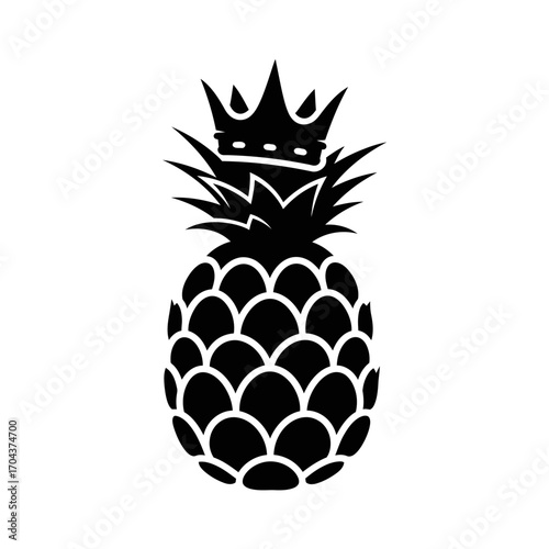 Stylized black and white pineapple graphic minimalist tropical fruit design silhouette