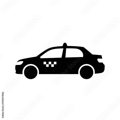 Silhouette of a sedan car with a light on top iconic vehicle graphic transport silhouette