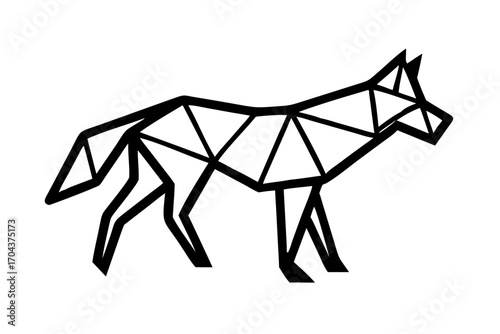Geometric wolf silhouette, abstract polygon animal art