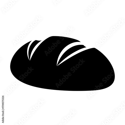 Delicious dark loaf of bread silhouette isolated on white silhouette