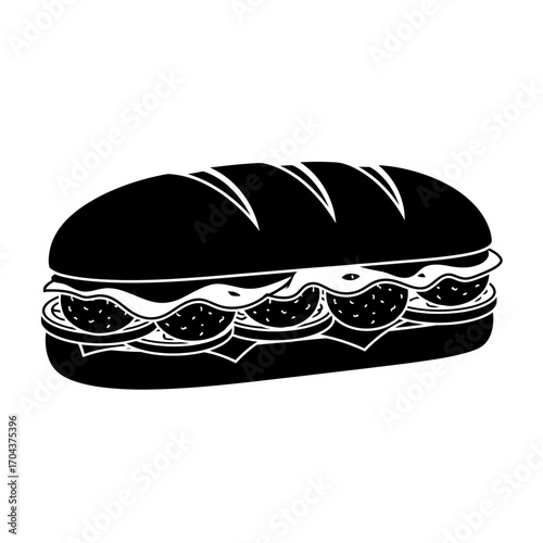 Detailed close-up image of a delicious layered sandwich appetizing food photography silhouette