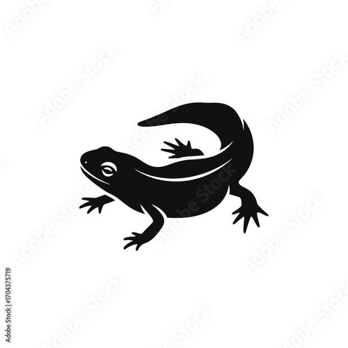 Black silhouette reptile icon simple stylized animal graphic design element silhouette