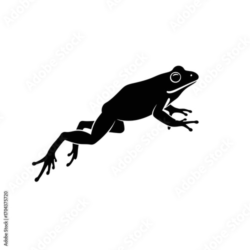Dynamic silhouette of a panther leaping action pose artistic representation black ink style silhouette