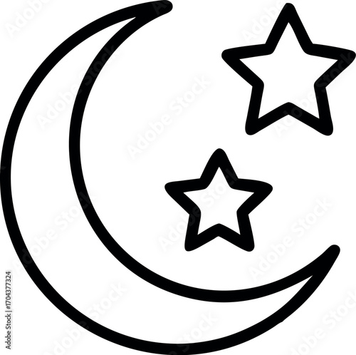 Space moon stars icon. Outline space moon stars vector icon
