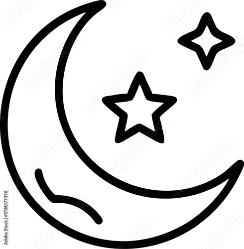 Space moon stars icon. Outline space moon stars vector icon