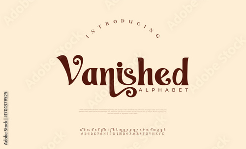 Vanished premium luxury elegant alphabet letters and numbers. Vintage wedding typography classic serif font decorative vintage retro. creative vector illustration