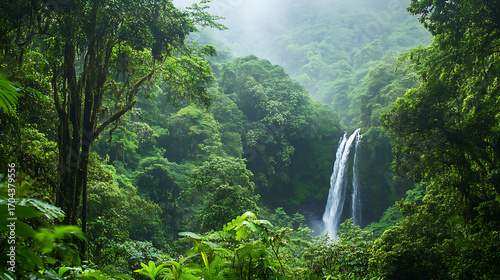 Wallpaper Mural Beautiful waterfall stream running through lush tropical forest landscape high resolution picture Torontodigital.ca