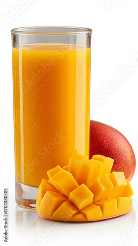 a glass of fresh mango juice. generative ai