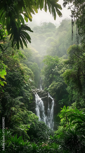Wallpaper Mural Exotic tropical jungle waterfall landscape with clear running water high resolution picture Torontodigital.ca