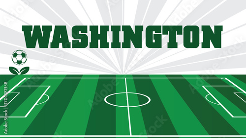 WASHINGTON Drawings Of City Names, USA Soccer green field, Vector Illustration Abstract Editable image, Social Media and web Post