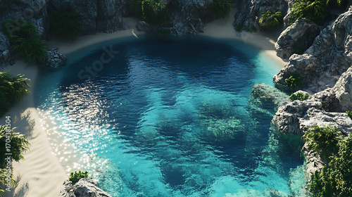 Wallpaper Mural Scenic lagoon with sparkling turquoise ocean and rocky formations high resolution picture Torontodigital.ca