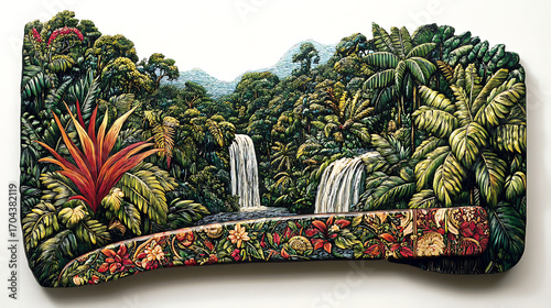 Wallpaper Mural Scenic tropical rainforest with cascading waterfall in wild nature high resolution picture Torontodigital.ca