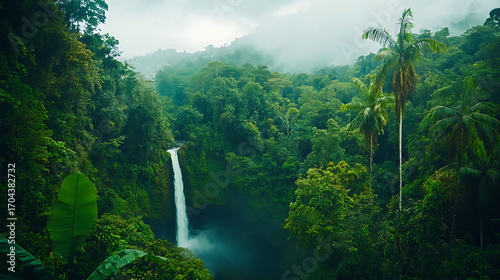 Wallpaper Mural Tranquil jungle waterfall surrounded by mossy stones and foliage high resolution picture Torontodigital.ca