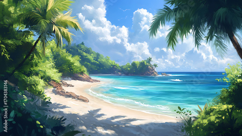 Wallpaper Mural Tropical beach with crystal blue water and sandy shore high resolution picture Torontodigital.ca