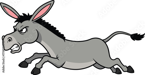 Art & IllustrationAngry cartoon donkey illustration, aggressive animal mascot, fierce mule character, animated farm animal, wild donkey vector, funny equine artwork
