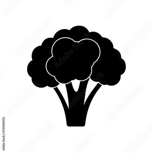 Silhouette of the broccoli on transparent background