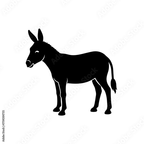 Silhouette of a donkey on transparent background