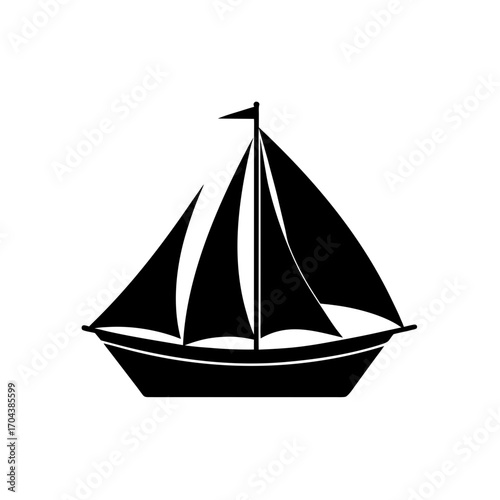 Silhouette of a sailboat on transparent background