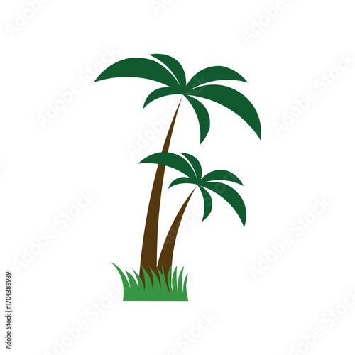 Stylized tropical palm tree icon design for summer and vacation themes