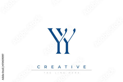 Foto Blue stylized letters YY combined in a modern design on a clean white background, evoking professionalism and creativity