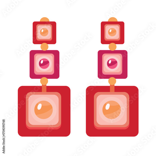 Stylish earrings. Flat vector clipart, illustration with isolated background.