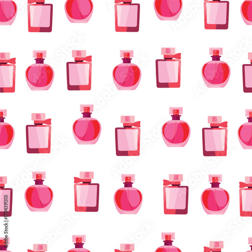 Perfume seamless pattern. Flat vector clipart, illustration with isolated background.