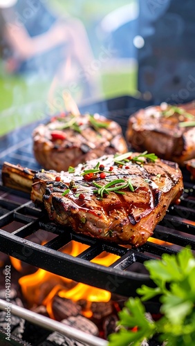 Grilled steak on a barbecue