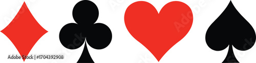 Four playing cards. Playing card suits icon set.