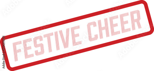 Red bordered festive cheer message displays with diagonal lines across each letter on white