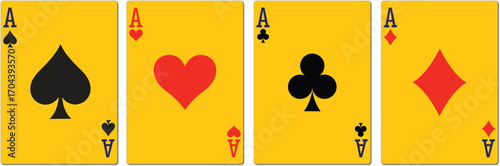 Four playing cards. Playing card suits icon set.