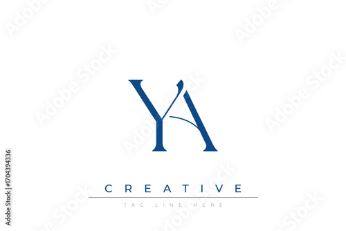 Tableau sur toile Blue stylized letters YA combined in a modern design on a clean white background, evoking professionalism and creativity