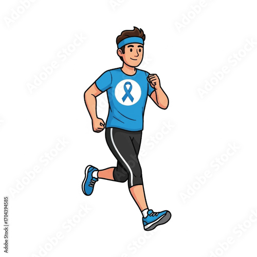 Young man participating in charity run for awareness