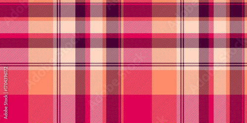 Warm, textured plaid pattern in shades of pink, orange, and purple. A classic design, versatile for backgrounds, textiles, fashion, and abstract concepts.