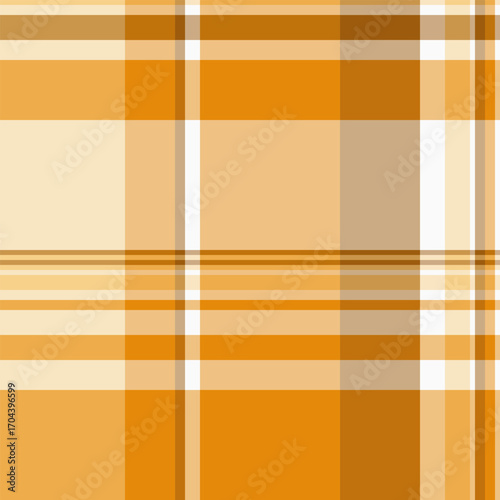 Revival seamless check plaid, retail tartan textile texture. Us vector fabric pattern background in orange and amber colors.