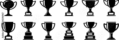 Trophy cup icon collection vectory