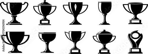 Trophy cup icon collection vectory
