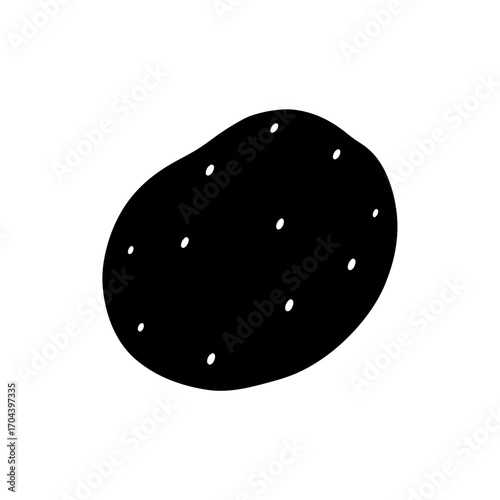 Simple potato illustration on transparent background silhouette